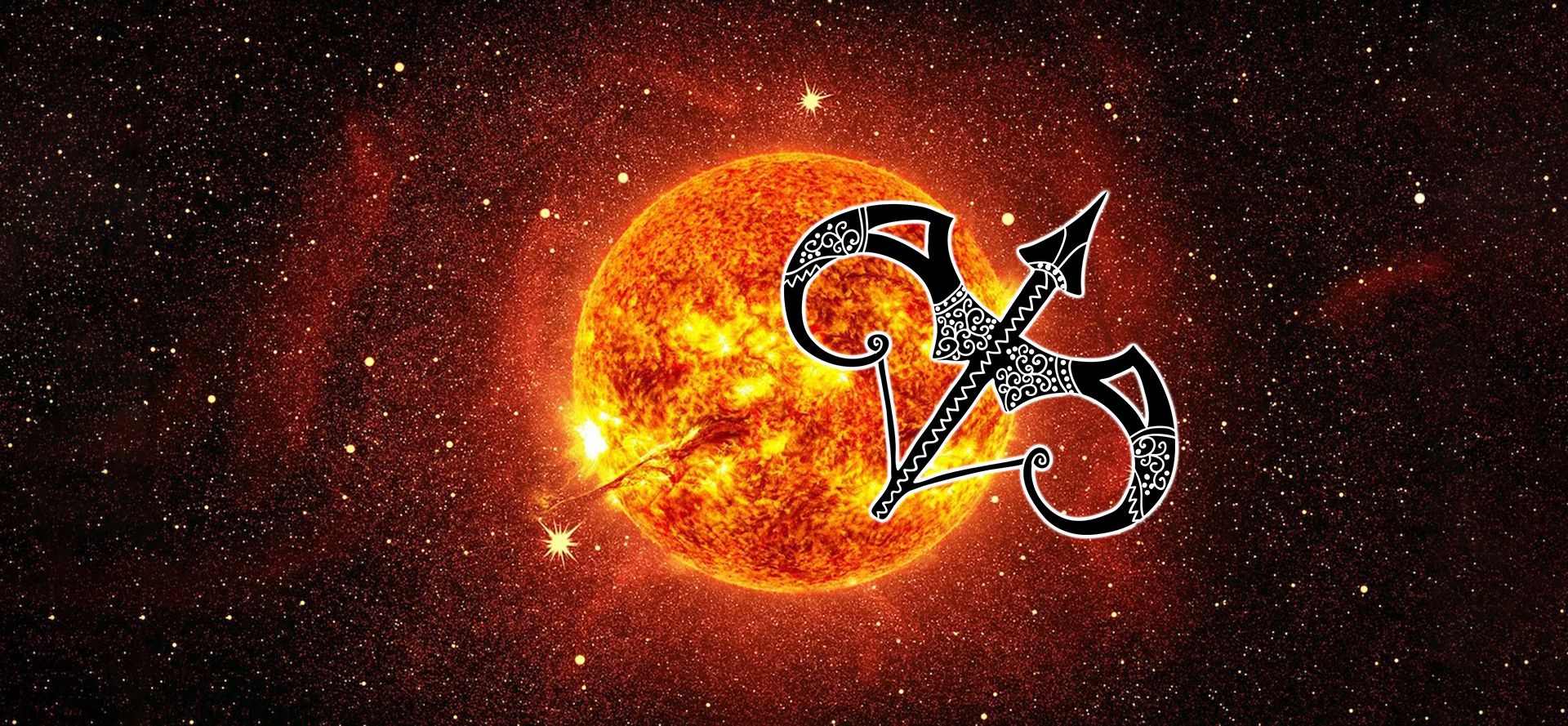 Sagittarius zodiac sign and Sun.
