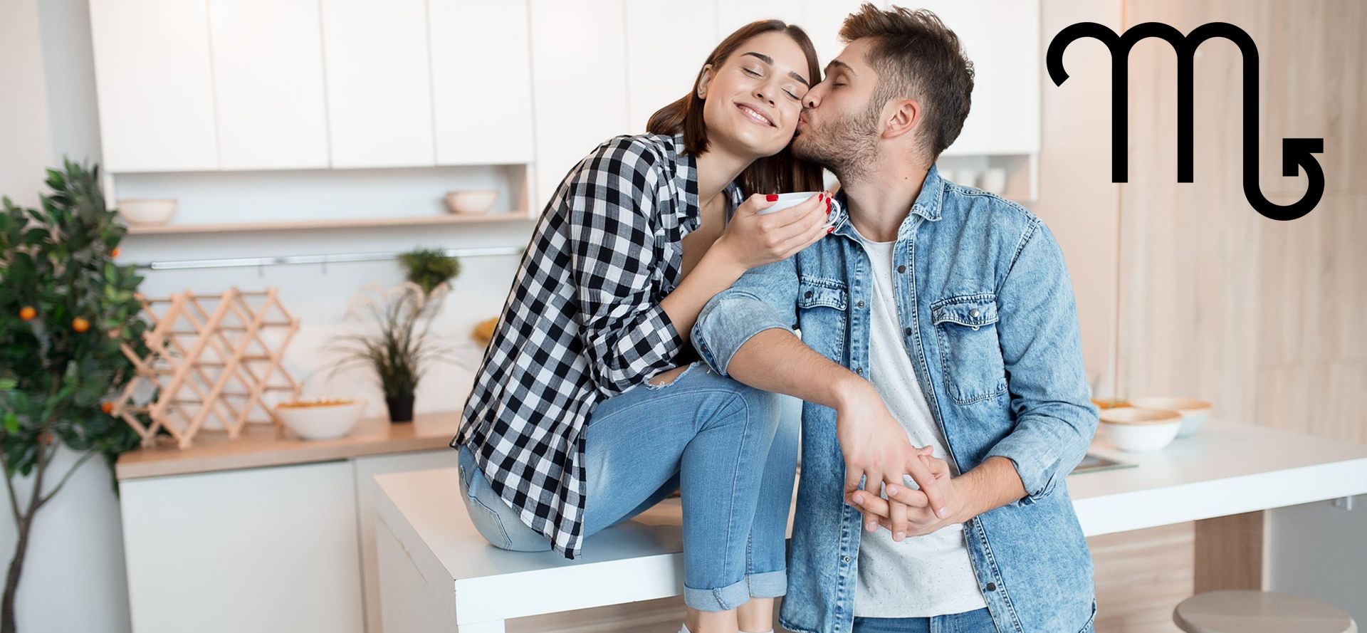 Scorpio man with woman in the kitchen.